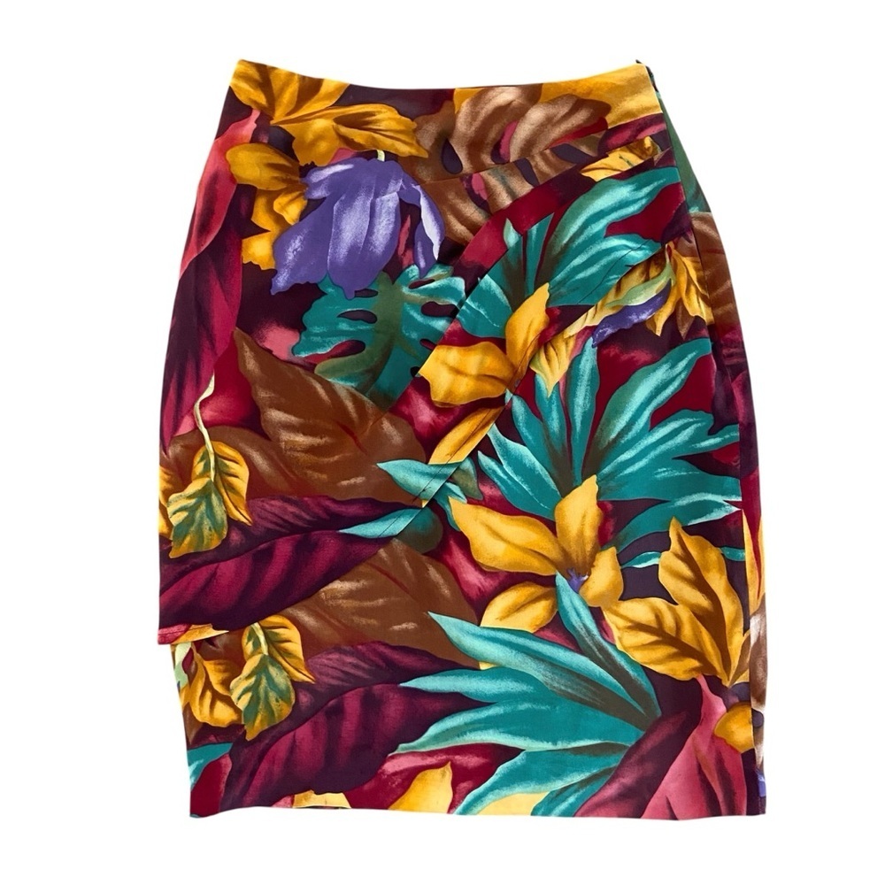 100% Silk Ellen Tracy by Linda Allard Tropical Print Skirt Women’s Size 4